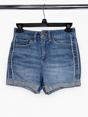 Time and Tru Medium Blue Denim Shorts with Side Stripe